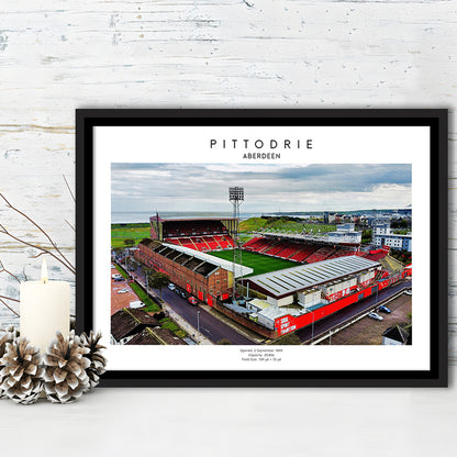 Pittodrie Stadium, Aberdeen, Football Wall Art Print, Sport Art Print, Framed Canvas Print Wall Art