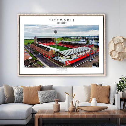 Pittodrie Stadium, Aberdeen, Football Wall Art Print, Sport Art Print, Framed Canvas Print Wall Art