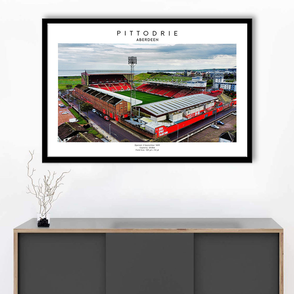 Pittodrie Stadium, Aberdeen, Football Wall Art Print, Sport Art Print, Framed Art Print Wall Decor