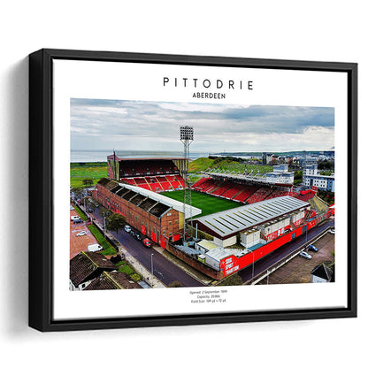 Pittodrie Stadium, Aberdeen, Football Wall Art Print, Sport Art Print, Framed Canvas Print Wall Art