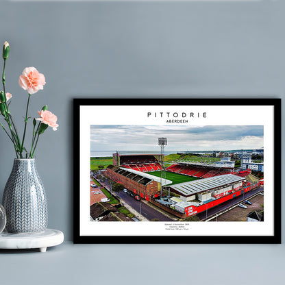 Pittodrie Stadium, Aberdeen, Football Wall Art Print, Sport Art Print, Framed Art Print Wall Decor