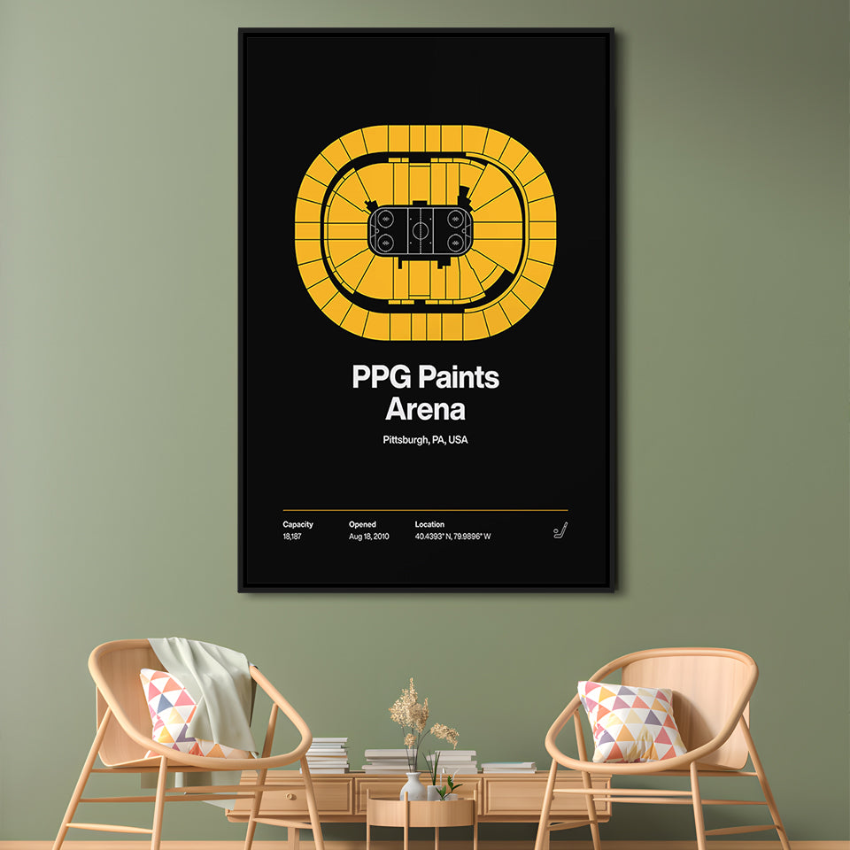 Pittsburgh Penguins Stadium Print, PPG Paints Arena Print, Man Cave Gift, Floating Framed Canvas Print Wall Art