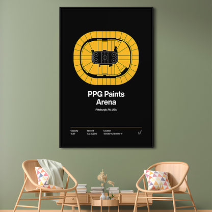 Pittsburgh Penguins Stadium Print, PPG Paints Arena Print, Man Cave Gift, Floating Framed Canvas Print Wall Art