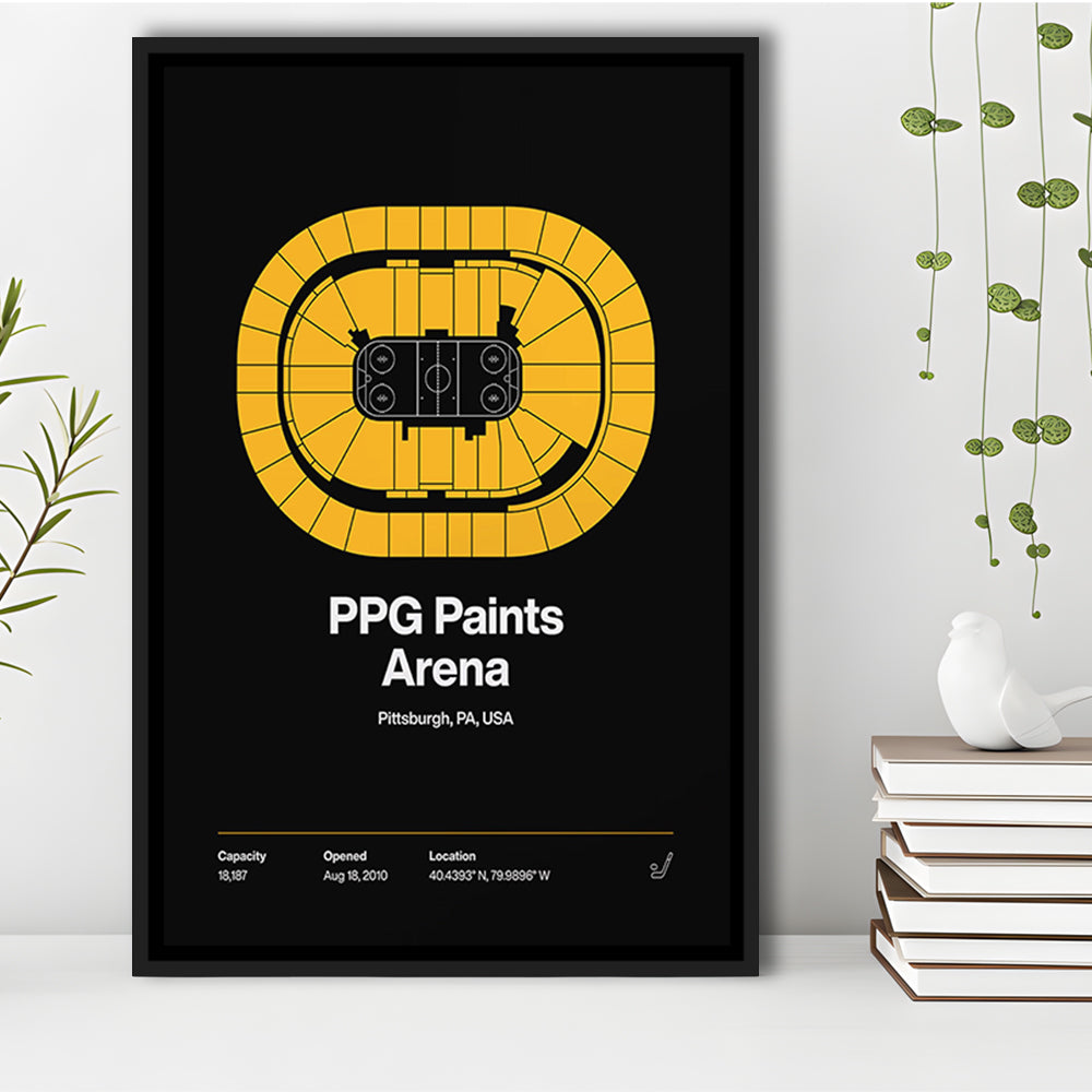 Pittsburgh Penguins Stadium Print, PPG Paints Arena Print, Man Cave Gift, Floating Framed Canvas Print Wall Art