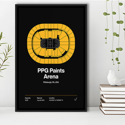 Pittsburgh Penguins Stadium Print, PPG Paints Arena Print, Man Cave Gift, Floating Framed Canvas Print Wall Art