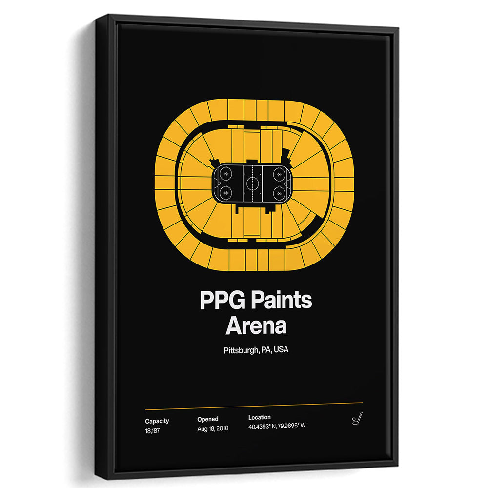 Pittsburgh Penguins Stadium Print, PPG Paints Arena Print, Man Cave Gift, Floating Framed Canvas Print Wall Art