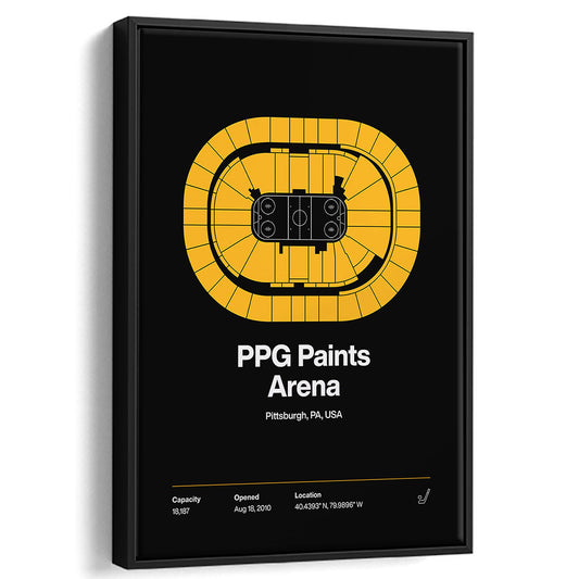 Pittsburgh Penguins Stadium Print, PPG Paints Arena Print, Man Cave Gift, Floating Framed Canvas Print Wall Art