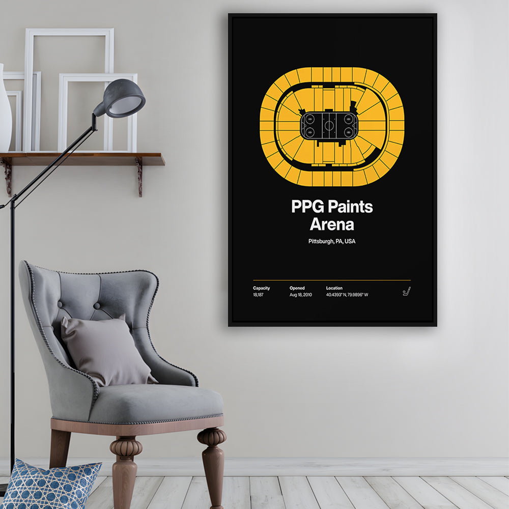 Pittsburgh Penguins Stadium Print, PPG Paints Arena Print, Man Cave Gift, Floating Framed Canvas Print Wall Art