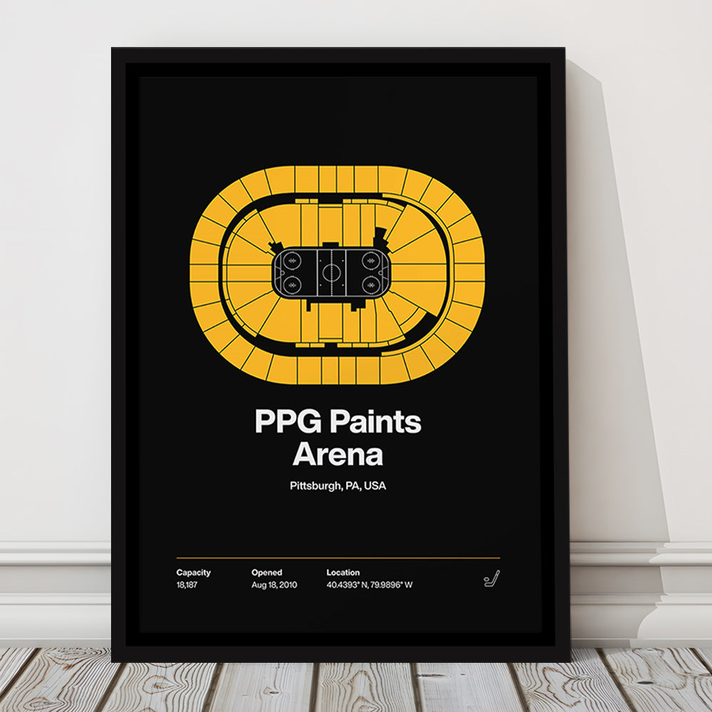 Pittsburgh Penguins Stadium Print, PPG Paints Arena Print, Man Cave Gift, Floating Framed Canvas Print Wall Art
