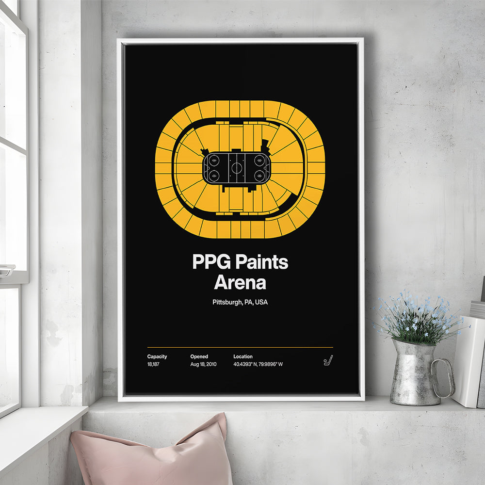 Pittsburgh Penguins Stadium Print, PPG Paints Arena Print, Man Cave Gift, Floating Framed Canvas Print Wall Art