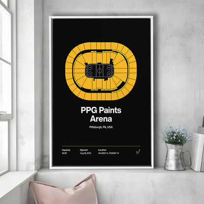 Pittsburgh Penguins Stadium Print, PPG Paints Arena Print, Man Cave Gift, Floating Framed Canvas Print Wall Art