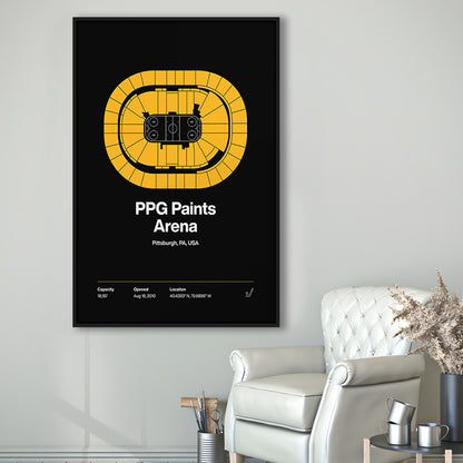 Pittsburgh Penguins Stadium Print, PPG Paints Arena Print, Man Cave Gift, Floating Framed Canvas Print Wall Art