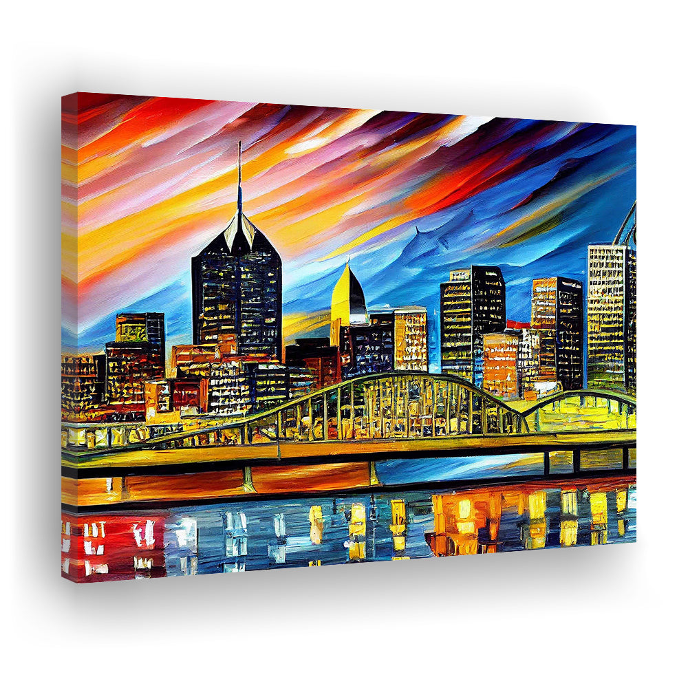 Pittsburgh Pennsylvania Skyline, Pittsburgh Painting Wall Art, Sport Art, Gifts for him, Canvas Print Wall Art