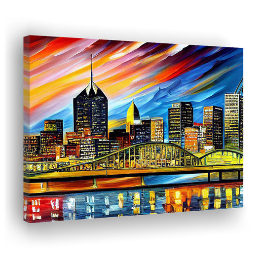 Pittsburgh Pennsylvania Skyline, Pittsburgh Painting Wall Art, Sport Art, Gifts for him, Canvas Print Wall Art