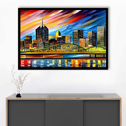 Pittsburgh Pennsylvania Skyline, Pittsburgh Painting Wall Art, Sport Gift Art, Framed Art Print Wall Decor