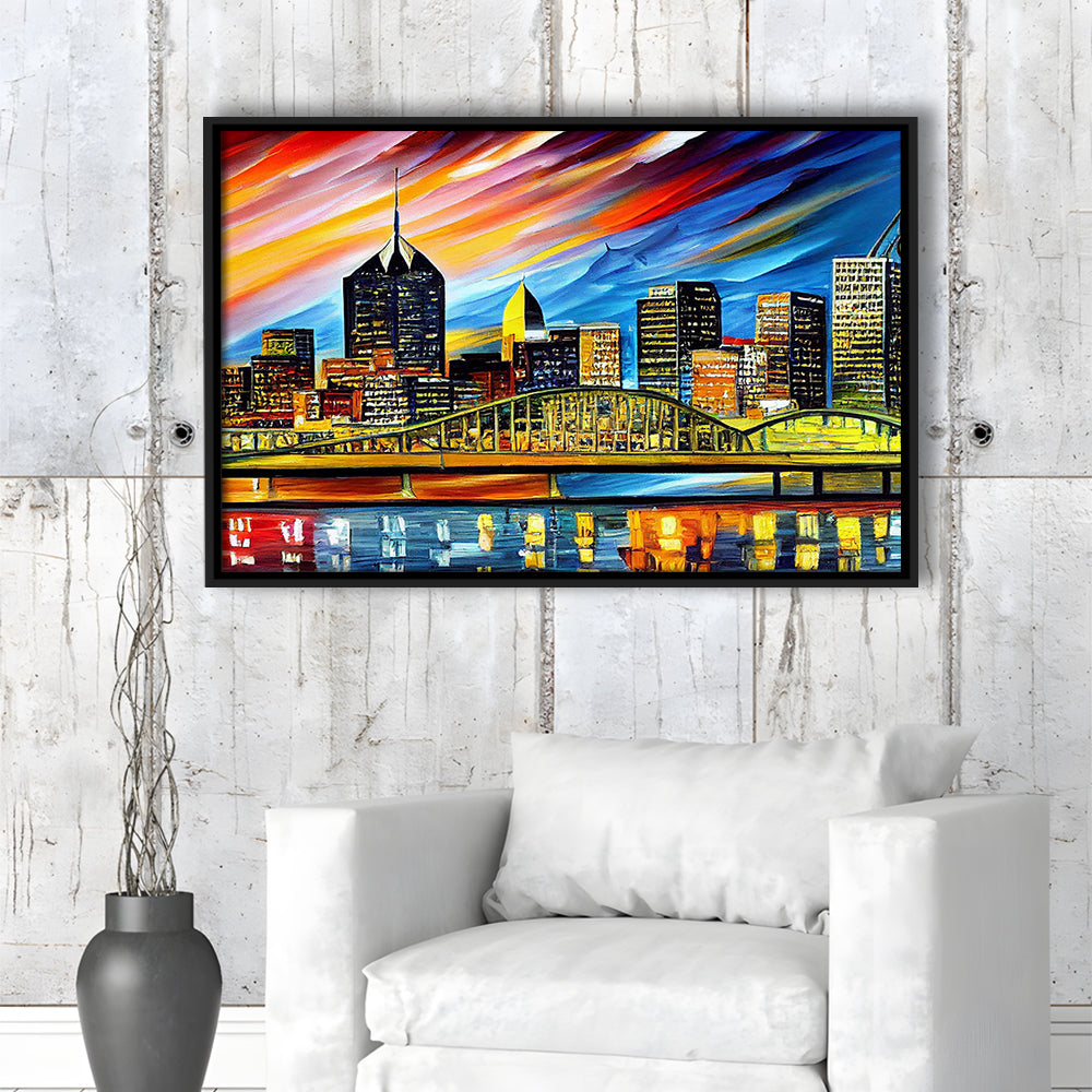 Pittsburgh Pennsylvania Skyline, Pittsburgh Painting Wall Art, Sport Gift Art, Framed Canvas Print Wall Art