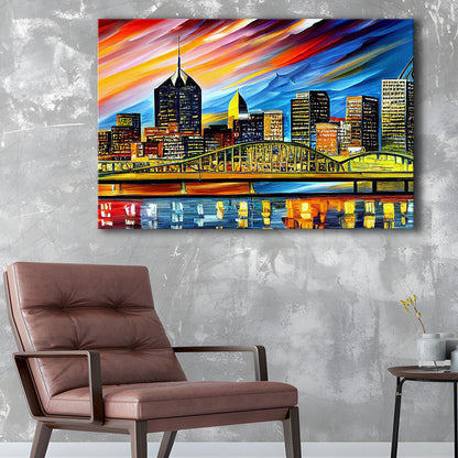 Pittsburgh Pennsylvania Skyline, Pittsburgh Painting Wall Art, Sport Art, Gifts for him, Canvas Print Wall Art
