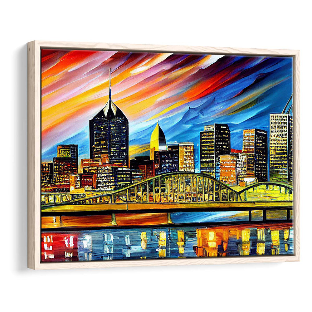 Pittsburgh Pennsylvania Skyline, Pittsburgh Painting Wall Art, Sport Gift Art, Framed Canvas Print Wall Art