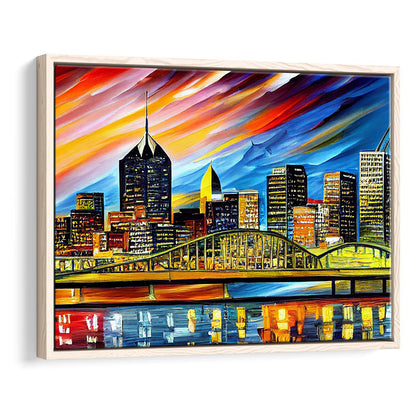 Pittsburgh Pennsylvania Skyline, Pittsburgh Painting Wall Art, Sport Gift Art, Framed Canvas Print Wall Art