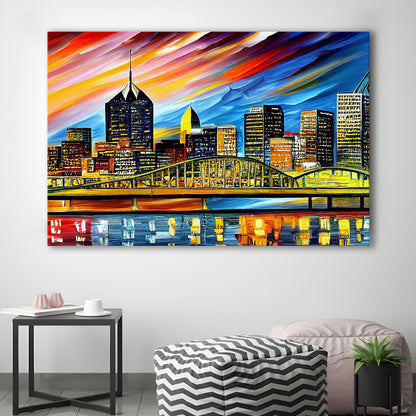 Pittsburgh Pennsylvania Skyline, Pittsburgh Painting Wall Art, Sport Art, Gifts for him, Canvas Print Wall Art