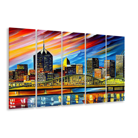 Pittsburgh Pennsylvania Skyline, Pittsburgh Painting Wall Art, Sport Art, Extra Large Canvas Print Wall Art