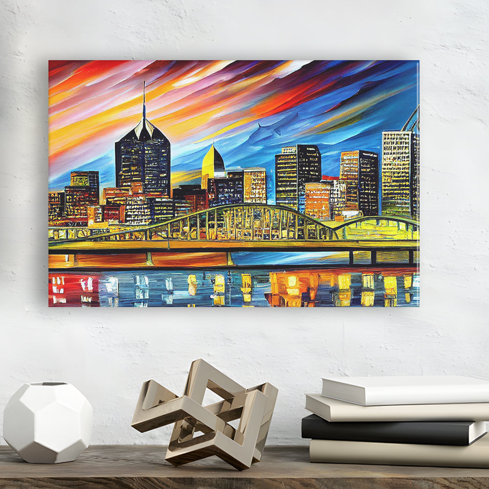 Pittsburgh Pennsylvania Skyline, Pittsburgh Painting Wall Art, Sport Art, Gifts for him, Canvas Print Wall Art