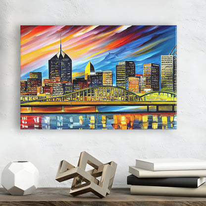 Pittsburgh Pennsylvania Skyline, Pittsburgh Painting Wall Art, Sport Art, Gifts for him, Canvas Print Wall Art