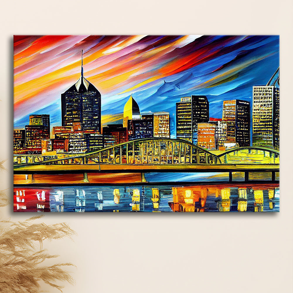 Pittsburgh Pennsylvania Skyline, Pittsburgh Painting Wall Art, Sport Art, Gifts for him, Canvas Print Wall Art