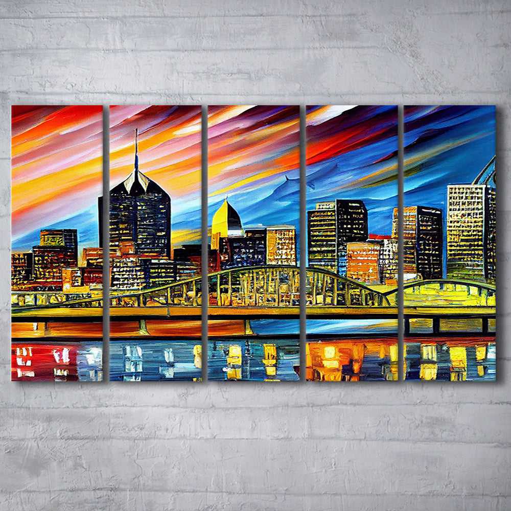 Pittsburgh Pennsylvania Skyline, Pittsburgh Painting Wall Art, Sport Art, Extra Large Canvas Print Wall Art