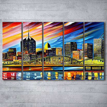Pittsburgh Pennsylvania Skyline, Pittsburgh Painting Wall Art, Sport Art, Extra Large Canvas Print Wall Art
