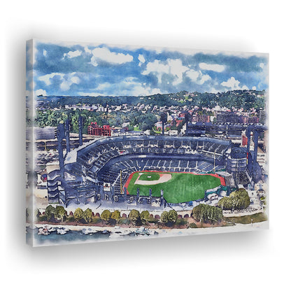Pittsburgh Pirates, PNC Park Painting Watercolor, Sport Art, Gifts for him, Canvas Print Wall Art