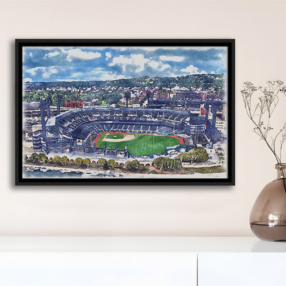Pittsburgh Pirates, PNC Park Painting Watercolor, Sport Gift Art, Framed Canvas Print Wall Art