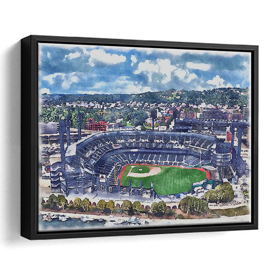Pittsburgh Pirates, PNC Park Painting Watercolor, Sport Gift Art, Framed Canvas Print Wall Art