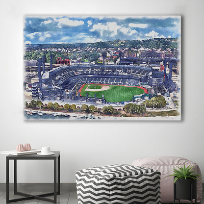 Pittsburgh Pirates, PNC Park Painting Watercolor, Sport Art, Gifts for him, Canvas Print Wall Art