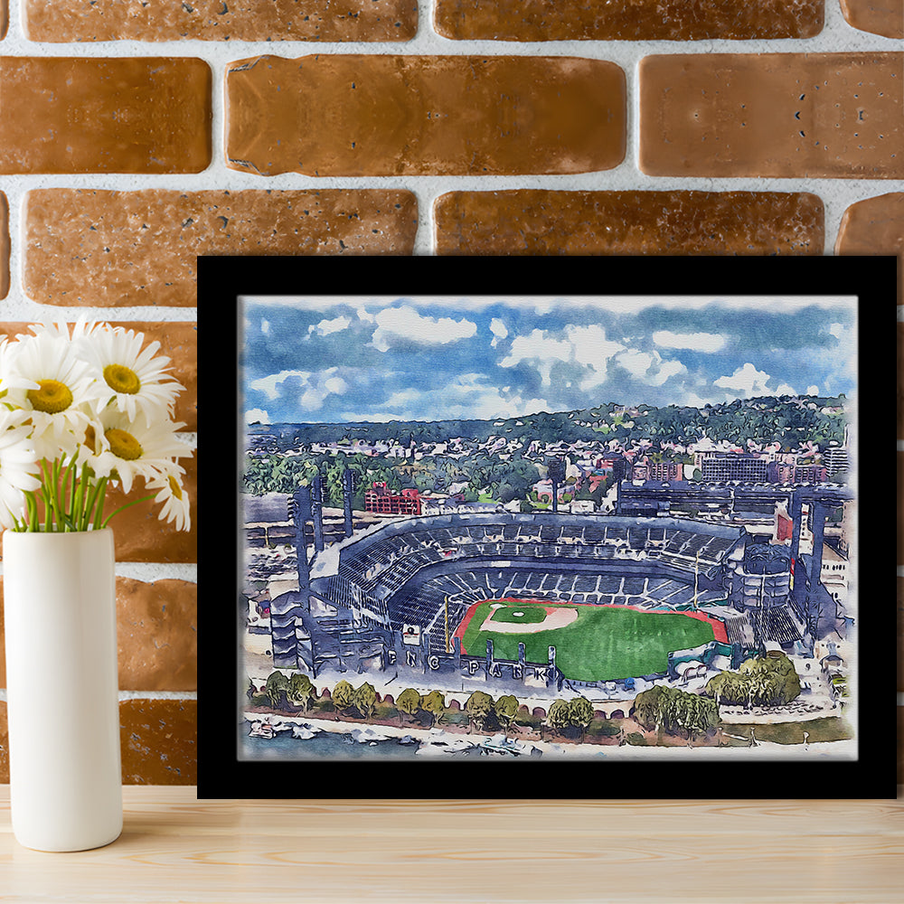 Pittsburgh Pirates, PNC Park Painting Watercolor, Sport Gift Art, Framed Art Print Wall Decor