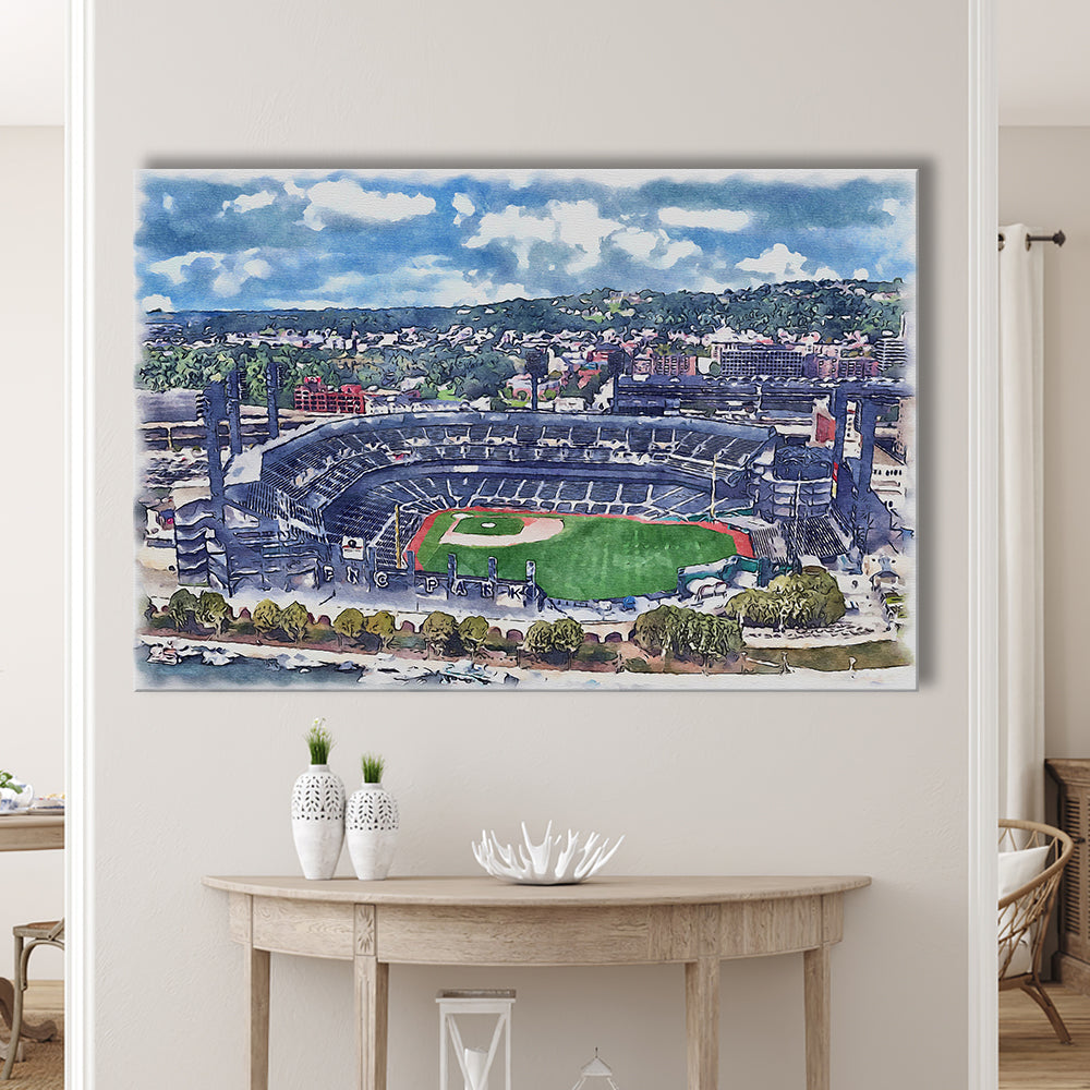 Pittsburgh Pirates, PNC Park Painting Watercolor, Sport Art, Gifts for him, Canvas Print Wall Art