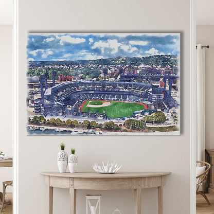 Pittsburgh Pirates, PNC Park Painting Watercolor, Sport Art, Gifts for him, Canvas Print Wall Art