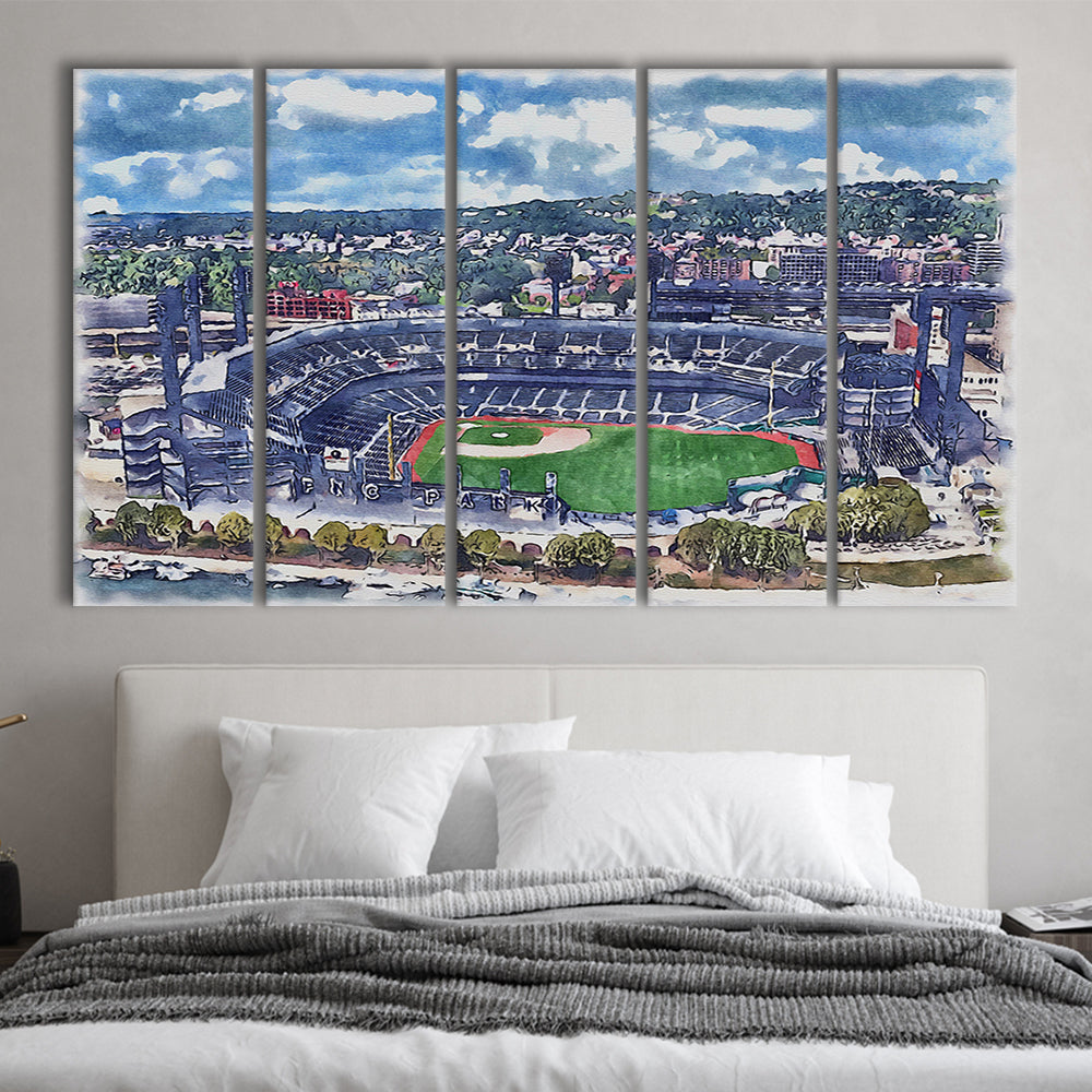 Pittsburgh Pirates, PNC Park Painting Watercolor, Sport Art, Extra Large Canvas Print Wall Art