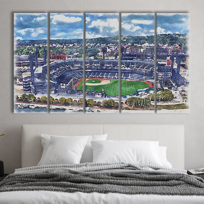 Pittsburgh Pirates, PNC Park Painting Watercolor, Sport Art, Extra Large Canvas Print Wall Art