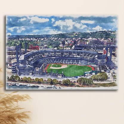 Pittsburgh Pirates, PNC Park Painting Watercolor, Sport Art, Gifts for him, Canvas Print Wall Art