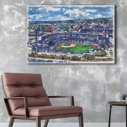 Pittsburgh Pirates, PNC Park Painting Watercolor, Sport Art, Gifts for him, Canvas Print Wall Art