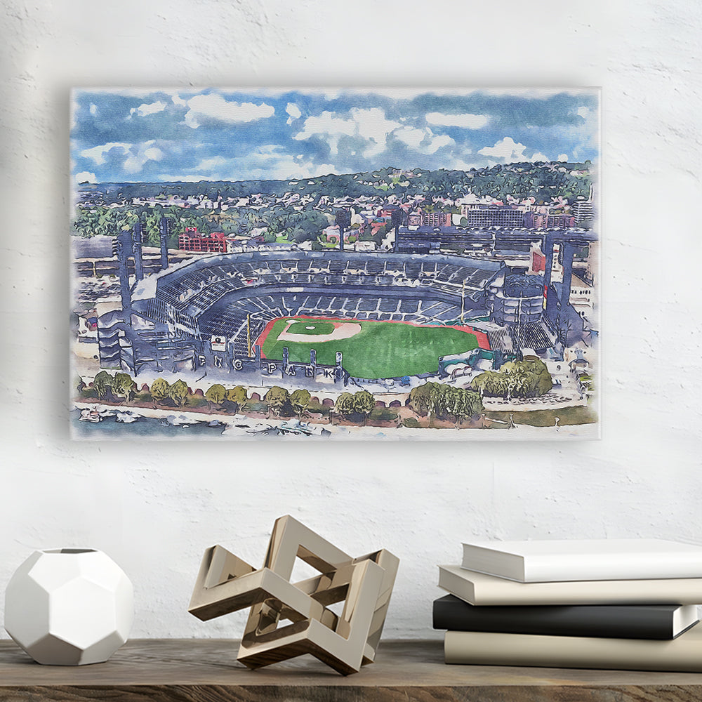 Pittsburgh Pirates, PNC Park Painting Watercolor, Sport Art, Gifts for him, Canvas Print Wall Art