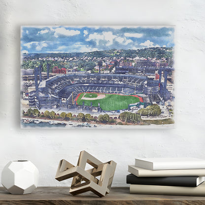 Pittsburgh Pirates, PNC Park Painting Watercolor, Sport Art, Gifts for him, Canvas Print Wall Art