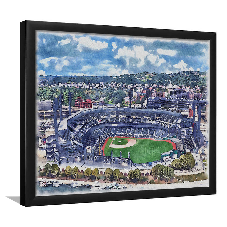 Pittsburgh Pirates, PNC Park Painting Watercolor, Sport Gift Art, Framed Art Print Wall Decor