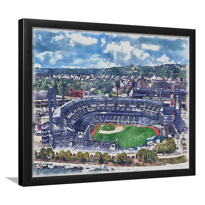 Pittsburgh Pirates, PNC Park Painting Watercolor, Sport Gift Art, Framed Art Print Wall Decor