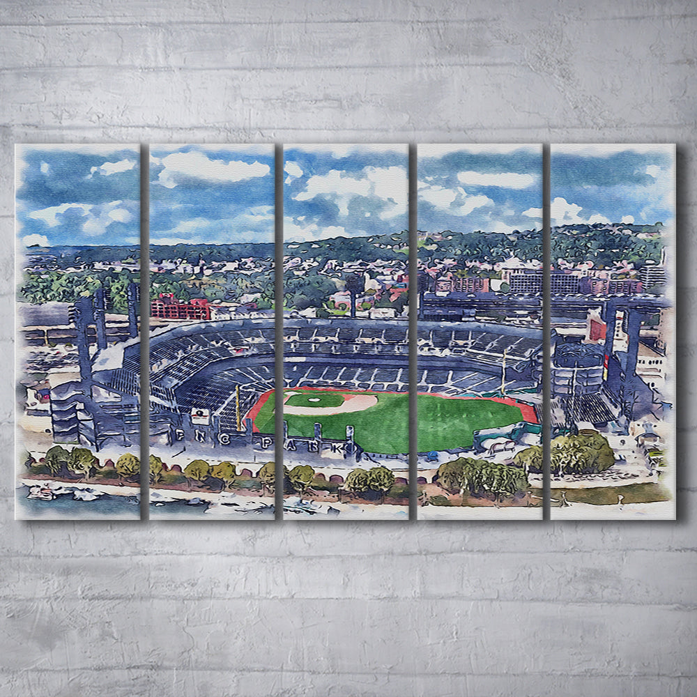 Pittsburgh Pirates, PNC Park Painting Watercolor, Sport Art, Extra Large Canvas Print Wall Art