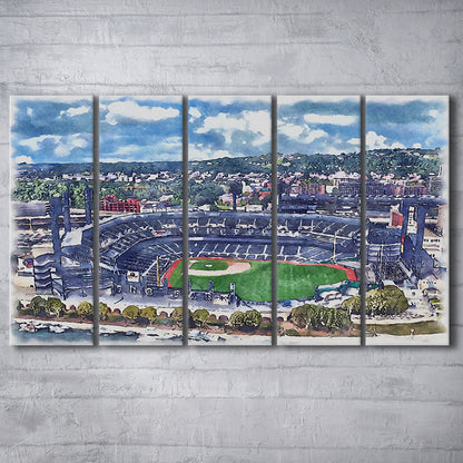 Pittsburgh Pirates, PNC Park Painting Watercolor, Sport Art, Extra Large Canvas Print Wall Art
