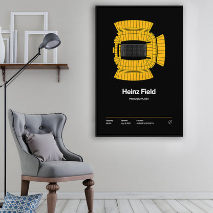 Pittsburgh Stadium Print, Heinz Field Art Print, Man Cave Gift, Floating Framed Canvas Print Wall Art