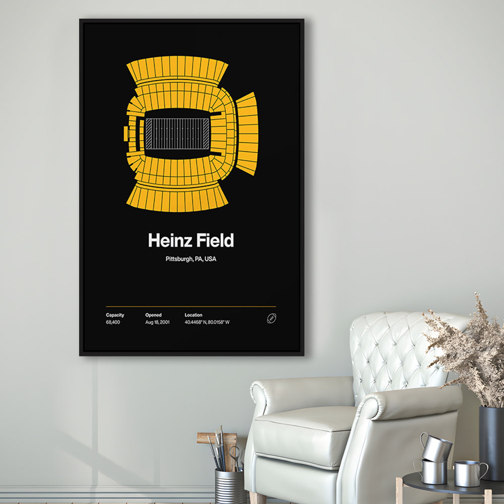 Pittsburgh Stadium Print, Heinz Field Art Print, Man Cave Gift, Floating Framed Canvas Print Wall Art