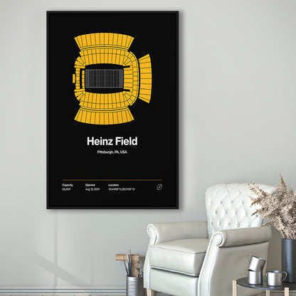 Pittsburgh Stadium Print, Heinz Field Art Print, Man Cave Gift, Floating Framed Canvas Print Wall Art